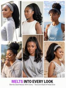 MEGALOOK Ponytail Hair Extensions Yaki Straight 100% Human Hair Half Wig Lightweight Glue-Free Installation Adjustable Drawstring Half Wig 14-22 Inches No Shedding Easy To Wear Beginner Friendly Suitable For Women - SNatural - View 9
