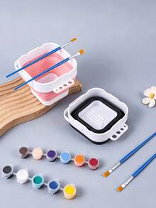 Mini Foldable Paint Brush Cleaner Bucket, Small Portable Handheld Brush Washing Bucket, Suitable For Art Students' Sketching And Painting - Multicolor - View 2