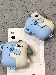1個 3D情侶熊矽膠耳機保護殼附掛環，雙色分色熊防震保護殼，適用於Airpods Pro 3/1/2/3/4及Pro/Pro 2，便攜適合旅行、機場與日常使用，浪漫情侶禮物耳機配件 - 彩色 - 查看 2