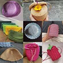 1 set 7/8 st högkvalitativt raffiagarn i halmpapper – naturfiber för makramé, virkning, smyckestillverkning, handstickning, sommarhattar, korgar, presentinslagning och mer – tvinnat snöre i olika färger, virkgarn - Flerfärgad - Visa 6