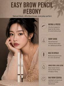3CE Easy Shaping Eyebrow Pencil #Ebony Black 130mg, Dual-Ended With Spiral Brow Brush, Smooth Powder Texture, No Clumping, Waterproof, Sweat-Resistant, Long-Lasting, Suitable For All Skin Types - Easy-to-shape Eyebrow Pencil, Ebony Black - View 8