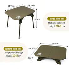 Mesa de camping plegable ultraligera, 2 altura ajustable porttil para picnic al aire ltima intervensin con bolsa de transporte, compacta para mochileros, campamento, viajes, patio - Verde - Ver 3