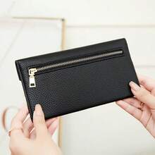 Fashionable New Women's Snap Button Long Slim Clutch Wallet, Minimalist Multi-Slot Soft Leather Card Holder - Multicolor - View 2