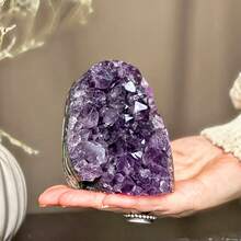 1pc AA+ Grade Natural Amethyst Cluster With Crystal Sprouts, Perfect For Crystal Display And Collection, Natural Earth Beauty, Excellent Home Decor Choice, Suitable For Valentine's Day, Christmas And Other Occasions, Also A Great Gift, Including Crystal Gifts For Parents - Purple - View 3