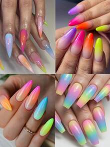 10 Colors Solid Gradient Nail Art Powder Set, Pink White Brown Purple Yellow Orange Multi-Color Dust Gradient Effect Nail Art Cute Decoration, With 3 Pcs Nail Brush Summer Decoration Manicure Accessories Supplies Nail Powder Set Nail Salon DIY - Multicolor - View 11