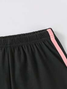 2pcs/Set Big Girls Outfit, Strawberry Print T-Shirt And Shorts, Cute Soft Summer Comfortable Casual - Black - View 7