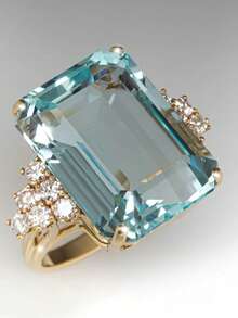 1pc Fashionable Inlaid Light Blue Square Oversized Zirconia Ring, Suitable For Wedding, Engagement, Anniversary Party Wear, Valentine's Day Gift - Baby Blue - View 11