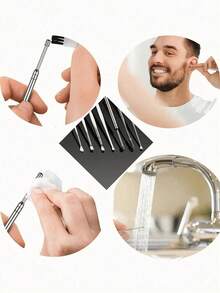6/1pcs Portable Leather Ear Wax Removal Kit, Includes Ear Spoon, Spiral Spring Ear Cleaner, Travel Size Ear Pick Set, New Stainless Steel Spiral Design, For Adults, No Battery Required, No Power Needed, Suitable For Ear Canal Cleaning Electric Ear Cleaner Accessories - View 8