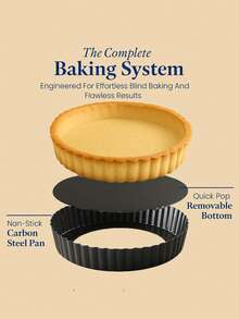 Tart Pan, 2.2 Inch Deep Removable Bottom Quiche Pan, Non-Stick Carbon Steel Pie Pan, Suitable For Tarts, Cakes, Mousse And Quiche - Black - View 3