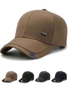1 pieza Gorra de béisbol de unicolor, unisex, diseño cosido, gorra de camionero, gorra de sol casual y sencilla de moda, adecuada como regalo para papá/mamá, disponible en 4 colores: caqui, negro, gris oscuro, azul oscuro - Multicolor - Ver 11