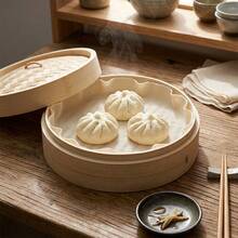 26CM Round Non-Stick Steamer Cloth, 10PCS Thick Durable Encrypted Cotton Steaming Mat, Reusable Kitchen Cooking Liner For Daily Food Steaming - View 4