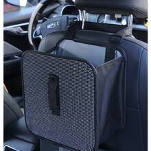 1pc Sparkling Rhinestone Car Back Seat Trash Can, Hanging Car Garbage Bin, Portable Multi-Functional Car Storage Organizer Bag, Suitable For Vehicle Interior - Multicolor - View 6