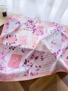 1件時尚復古女款花卉印花仿絲方巾，手提包裝飾巾、圍巾、頭巾裝飾緞帶 - FG475-4 粉紅色 - 查看 2