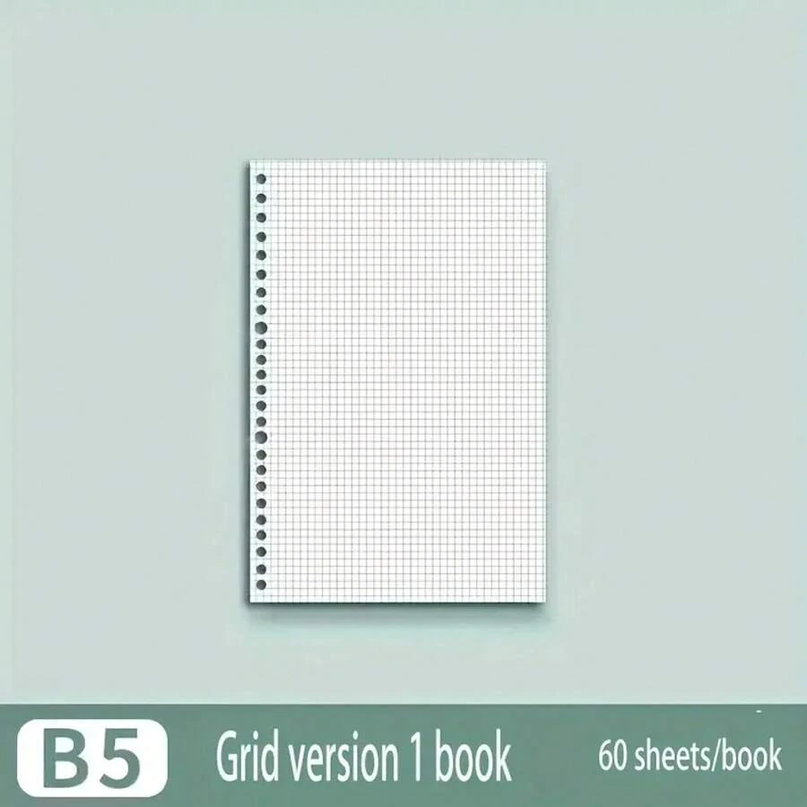 Recambios de hojas para cuaderno de oficina, 60 hojas, tamaño A4/B5/A5, cuadrícula en blanco, matriz de puntos, papel de escritura rayado, paquete de recambios para oficina y estudio. - Albaricoque - Ver 1