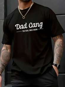 Camiseta para Amantes de Papá en el Día del Padre - Dad Gang The Real Ones Know - 100% Algodón, Camisetas Gráficas para Hombre, Transpirable, Cómoda - Negro - Ver 1