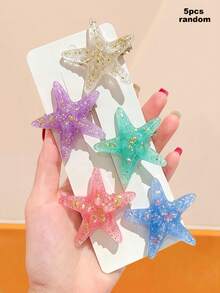 5件組可愛3D海星髮夾，耐用且溫和不傷髮，甜美髮飾－適合女性，日常、度假、上學、約會使用 - 彩色 - 查看 8