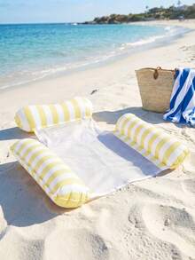 Striped Inflatable Mesh Water Hammock Lounge Chair With 3 Pillow Rolls, Adult Pool Float Chair For Beach And Swimming Pool - Multicolor - View 5