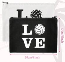 12PCS Volleyball Print Canvas Makeup Bag Set, Portable Zipper Cosmetic Pouch For Travel And Daily Storage, Ideal Gift For Volleyball Lovers, 2 Colors - White - View 2