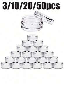3/10/20/50Pcs Round Empty Jars With Lids, Leak-Proof Portable Storage Containers For Cosmetics, Jewelry & Powder, Travel & Home Use, Holiday Gifts - Clear - View 2