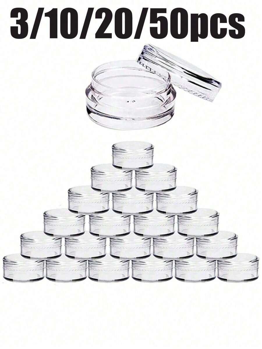 3/10/20/50Pcs Round Empty Jars With Lids, Leak-Proof Portable Storage Containers For Cosmetics, Jewelry & Powder, Travel & Home Use, Holiday Gifts