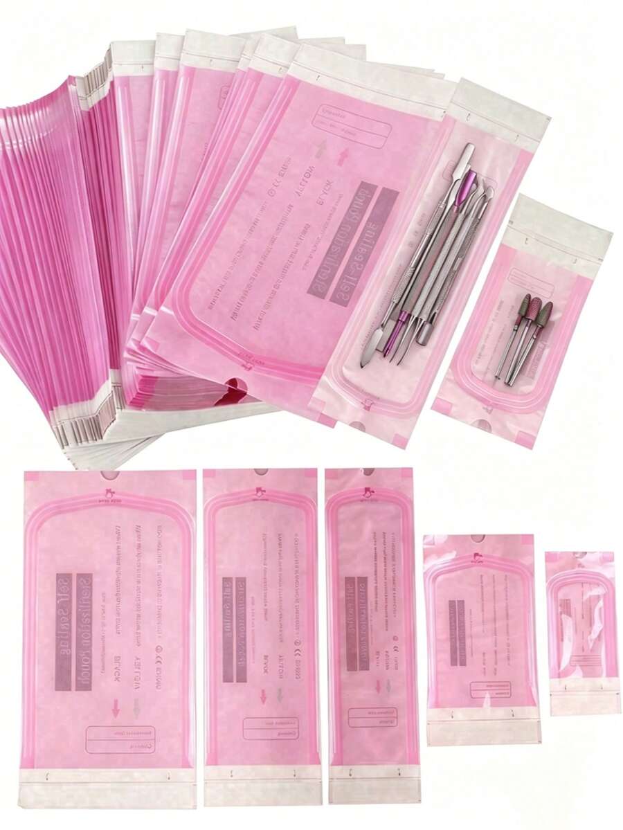 100/50/20pcs Disposable Self-Sealing Sterilization Bags, 4 Sizes, Suitable For Nail Tools, Stainless Steel Drill Bits, Tweezers, Scissors Sterilization Storage