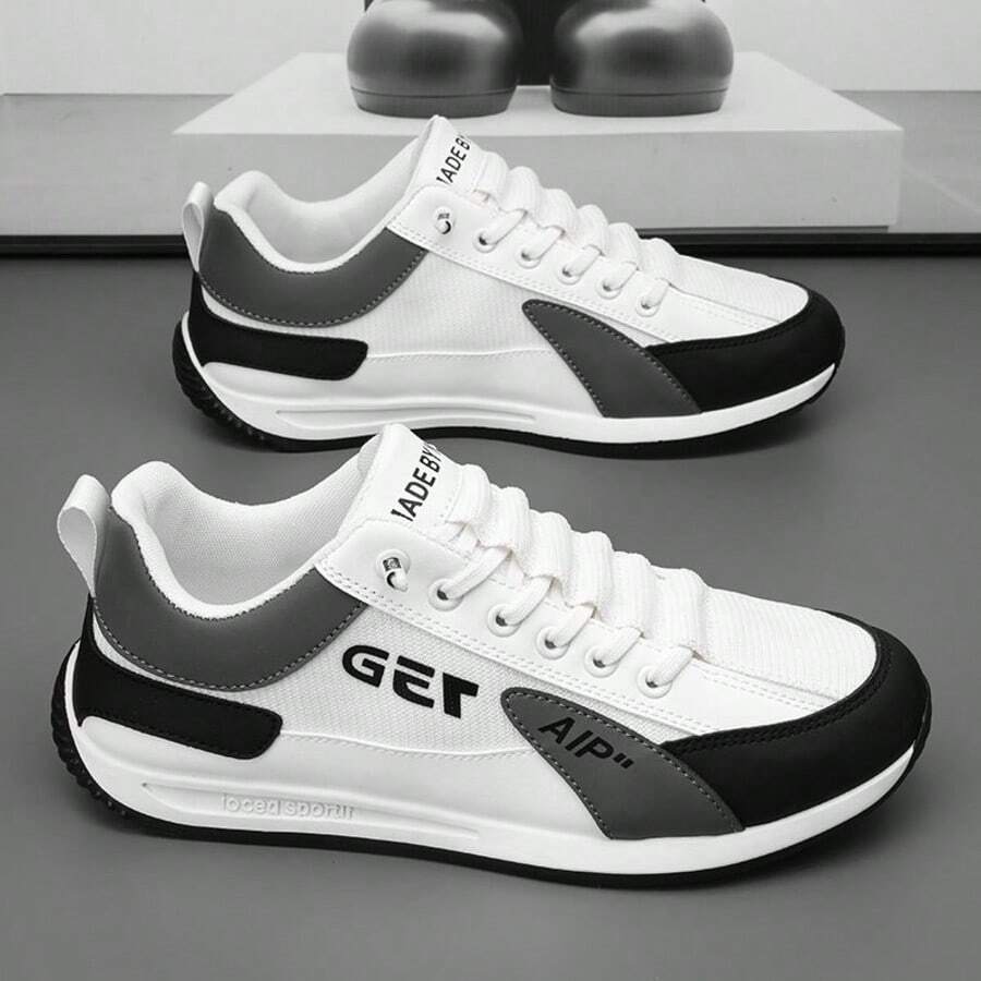 Men's Fashion Casual Sports Shoes, Comfortable Breathable Running Shoes, Suitable For Outdoor Walking And Running - White - View 1