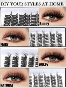 YIDUO DIY Single Cluster False Eyelashes, Rabbit Fairy Style Lightweight Natural Look, 4 Styles D Curl Cluster Lashes, Mixed Length Reusable Faux Mink Hair Eyelash Extensions, Suitable For Bridal, Prom, Daily, Party Makeup, Beginner Friendly - D - View 5