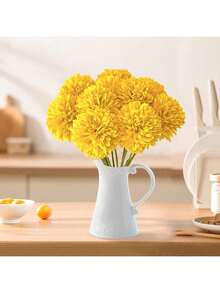 5pcs Artificial Spherical Chrysanthemum, Suitable For Spring, Summer, Wedding, Home, Kitchen, Restaurant, Room Decor, Bedroom Decor, Bathroom, Holiday And Birthday Party Supplies, Outdoor Garden Decor, Valentine's Day Gift - Yellow - View 6