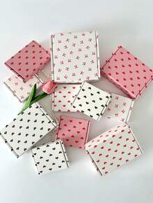 10 Buah Kotak Pesawat Berwarna-warni dengan Motif Hati dan Pita Merah Muda, Kokoh dan Tahan Lama, Cocok untuk Menyimpan Perlengkapan Perang, Aksesoris, dan Kemasan Kartu, Menggabungkan Estetika dan Kepraktisan. - A - View 1