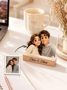 Personalized Cartoon Photo Acrylic Plaque, Customizable With Your Photos And Text, Photos Presented In Cartoon Style, Comes With Solid Wood Base. Suitable For Your Pet Photos, Couple Photos, Family Photos, Best Friend Photos, Anime And Artworks. A Birthday Surprise For Your Loved Ones, Ideal Christmas Gift, Anniversary Gift, Celebrate Your Journey, Holiday Thank You Gift, Souvenir For Special People. - Multicolor - View 7
