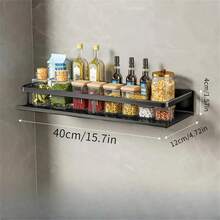 Estante de almacenamiento multifuncional con varilla para condimentos, estante de pared para condimentos, artículos de cocina, 1 unidad - 40 cm Gris - Ver 10
