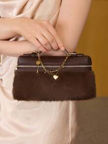 PREMIUM SQUARE OPENWORK BAG - Apricot - View 1
