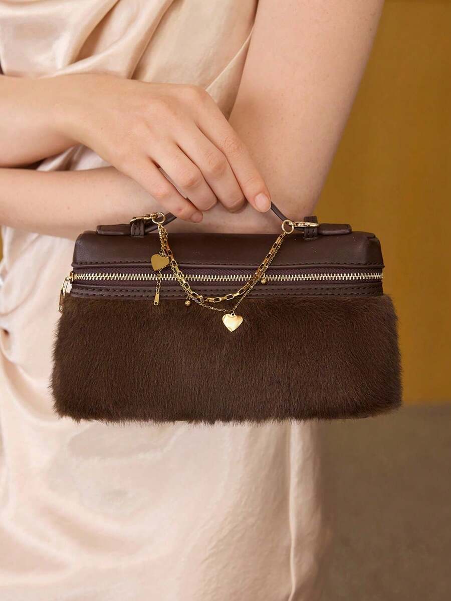 PREMIUM SQUARE OPENWORK BAG - Apricot - View 1