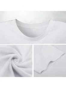 Maglietta Uomo Estiva 100% Cotone 180g Traspirante Collo Tondo, T-Shirt Taglio Regolare Stampa Palma Petto Sinistro Leggera Uso Quotidiano - White - View 5