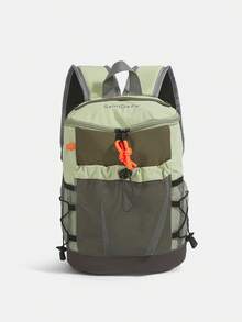 Functional Outdoor Mini Backpack | Unisex Khaki Color Block Nylon Bag With Mesh Pocket & Contrast Straps | Hiking/Sports/Outdoor,Y2k - Multicolor - View 14