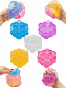 4-Color Transparent Bubble Ball Set – 5cm Soft Bouncy Cube Containing Multiple Spheres, Soft Stress Relief Hand Activity Toy Suitable For Teens - Upgraded Version - Multiple Colors - View 11