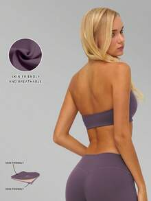 MFVIM Women's Halter Neck Hollow Back Fitted Sports Bra, Versatile Soft Lightweight Skin-Friendly Top For Running And Fitness - Purple - View 5