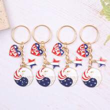 2pcs/6pcs Fashion Independence Day Keychain Set, Including Eagle, Red Blue White, Heart, Star Keychains. Suitable For Independence Day, July 4th, 250th Anniversary, Memorial Day, Retirement, Friendship Gifts, Birthday Gifts, Holiday Party Decorations, Etc. Give To Your Friends, Family, Colleagues, Lovers And Besties. - Multicolor - View 9