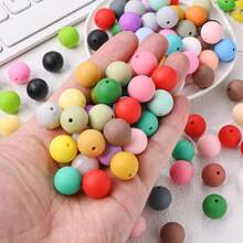 50pcs Mixed-color Silicone Beads, Abacus Beads, Round & Flat Loose Beads - Multicolor - View 4