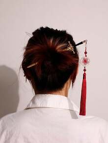 1pc Punk Vintage Chinese Style Sword Shaped Hair Stick Metal Bun Holder Hair Accessory - Multicolor - View 4