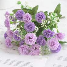 1/3/60 pièces Bouquet artificiel de lilas et d'œillets, texture réaliste, convient pour vase, maison, chambre d'hôtel, décoration de mariage, décoration de table, cadeau d'anniversaire, décoration d'automne et autres occasions, peut également être utilisé comme cadeau pour la maison - Prune - Voir 5