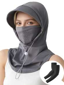 1 buah Masker Pelindung Matahari Unisex, Topi Matahari Musim Panas Terintegrasi, Penutup Wajah Penuh dari Sutra Es Bernapas, Pelindung Leher untuk Mengemudi dan Bersepeda, Cocok untuk Aktivitas Sehari-hari, Belanja, Perjalanan, Perlindungan Matahari, dll. - G - View 3