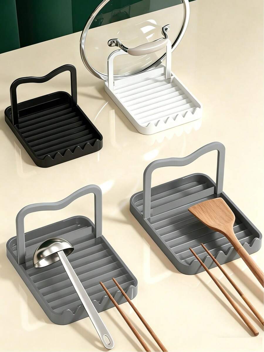 1pc Multi-Functional Kitchen Storage Rack, Can Hold Spatulas, Pot Lids, Spoons And Other Kitchen Utensils, Keeps Countertop Dry And Leak-Proof, Keeps Countertop Clean, Elegant And Easy To Clean - Multicolor - View 1