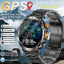 KENPANG Reloj inteligente de exterior resistente para hombres con GPS, posicionamiento GPS preciso, linterna LED integrada y brújula, monitoreo de frecuencia cardíaca y sueño, talla grande de 100 modos deportivos, batería de 850mAh, pantalla táctil completa de 1.7 pulgadas, llamadas Bluetooth, resistente al agua 3ATM, rastreador de fitness para hombres - Ver 14