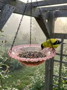 1pc Outdoor Hanging Bird Bath, Multi-Functional Wild Bird Feeder & Water Basin, Large Shallow Basin Design, Durable Plastic Tray With Chain, Outdoor Yard Decor, Gift For Bird Lovers, Suitable For Patio, Lawn, Balcony - A - View 5