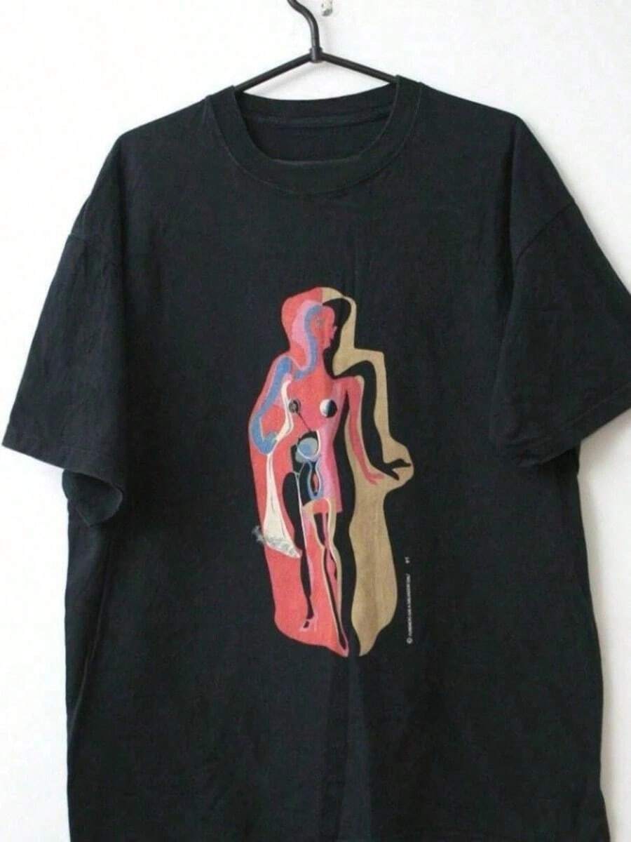 Regular Fit Crew Neck Ladies T-Shirt, Anime Band Album Graphic Print Praia Seaside Daily Commute Outfit - Black - View 1