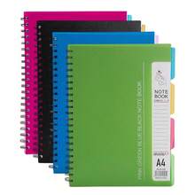 A5/A4 Spiral Notebook With 96 Pages And 4 Divider Pages, Colorful Inner Pages, Suitable For Students And Office Use, Available In Blue, Green, Black And Pink. - Khaki - View 3
