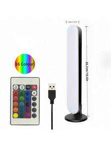 USB RGB LED Ambient Light Strip With Remote Control, Dimmable Color-Changing Night Light With Infrared Sensor, Modern Bedside & Desk Lamp, Suitable For TV Backlight, Bedroom, Gaming Scenes (Plastic Lampshade) - Black - View 8
