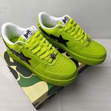 A BATHING APE Bape Casual Skate Shoes Color-Block Star Logo Glossy Casual Shoes Neon Green Men's Women's - Full Fluorescent Green - View 4
