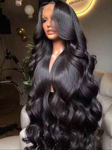 34 Inch Glueless Body Wave Wig Human Blended Hair 13x4/13x6 Lace Frontal Wigs 13x4 HD Transparent Lace Front Wigs 200% Density Black Brazilian Virgin Wigs Pre Plucked Hairline With Baby Hair - 自然色&黑色系 - 查看 1